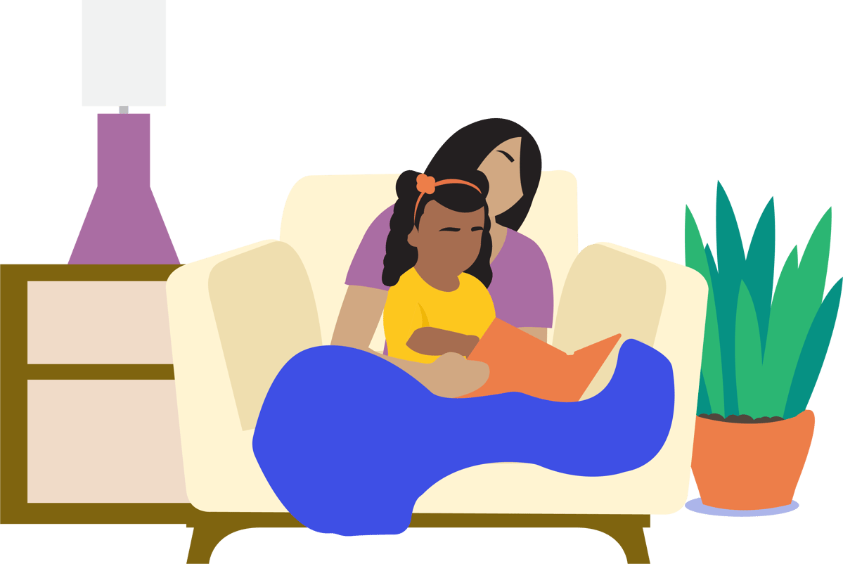 Ana sitting on couch with her neice